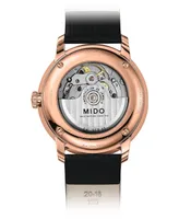 Mido Men's Swiss Automatic Baroncelli Iii Black Leather Strap Watch 40mm