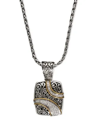 Balissima by Effy Diamond Ribbon Pendant (1/4 ct. t.w.) in 18k Gold and Sterling Silver
