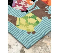 Liora Manne Front Porch Indoor/Outdoor Tropical Hounds Multi 2' x 3' Area Rug