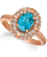 Le Vian Blue Zircon (1 1/4 ct.t.w.) and Nude Diamonds (5/8 ct.t.w.) Ring set in 14k rose gold