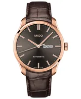 Mido Men's Swiss Automatic Belluna Ii Brown Leather Strap Watch 42.5mm