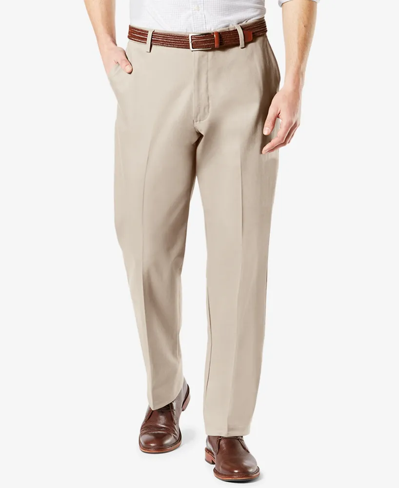 Dockers Men's Comfort Relaxed Pleated Cuffed Fit Khaki Stretch