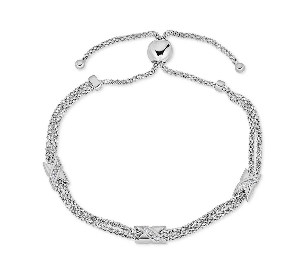 Diamond X Bolo Bracelet (1/8 ct. t.w.) in Sterling Silver