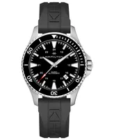 Hamilton Men's Swiss Automatic Khaki Navy Scuba Black Rubber Strap Watch 40mm