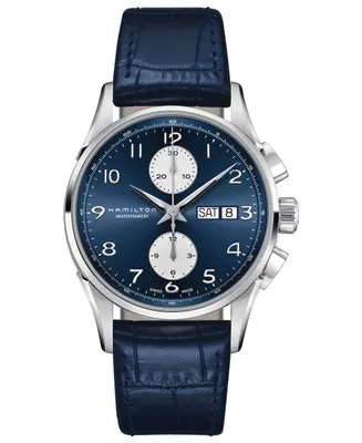 Hamilton Men's Swiss Automatic Jazzmaster Maestro Blue Leather Strap Watch 41mm