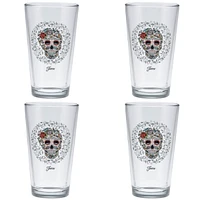 Fiesta Skull and Vine Sugar 16-Ounce Tapered Cooler Glass Set of 4