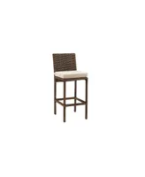 Bradenton Outdoor Wicker Bar Height Stools (Set Of 2) With Cushions