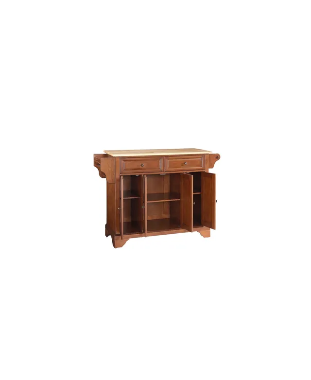 Crosley LaFayette Natural Wood Top Portable Kitchen Island in Black