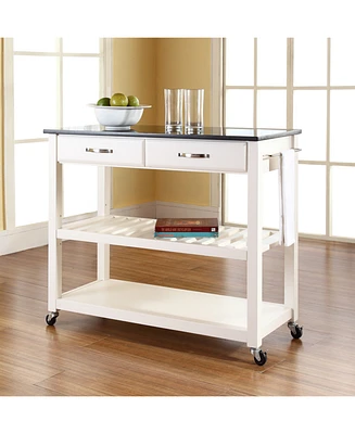 Solid Granite Top Kitchen Cart Island With Optional Stool Storage