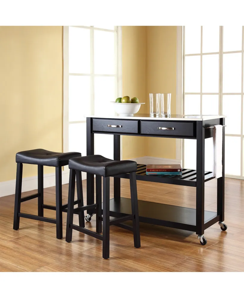 Crosley Oxford Butcher Block Top Kitchen Island in Black Finish