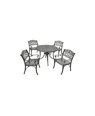 Sedona 42" 5 Piece Cast Aluminum Outdoor Dining Set With Arm Chairs