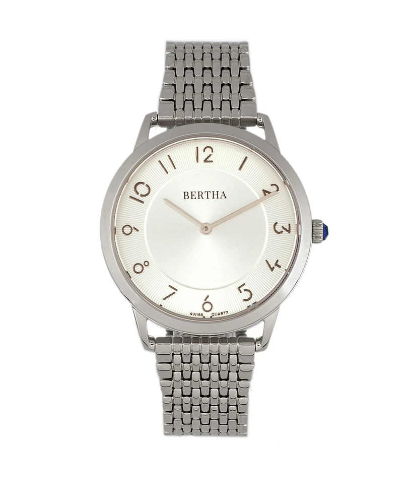 Bertha Quartz Abby Collection Silver Stainless Steel Watch 33Mm