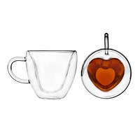 Godinger Set of 2 Double Wall Heart Mugs