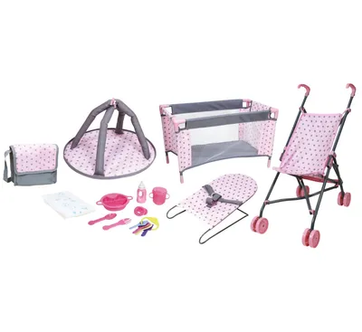 Lissi 5 Piece Baby Doll Deluxe Nursery Play Set With 8 Accessories