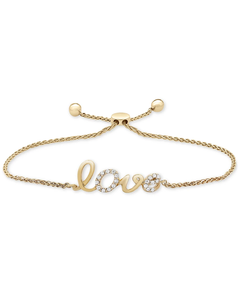 Wrapped Diamond Love Bolo Bracelet (1/10 ct. t.w.) in 14k Gold, Created for Macy's