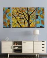 Ready2HangArt, 'Ginkgo' 3 Piece Abstract Canvas Wall Art Set,30x60"