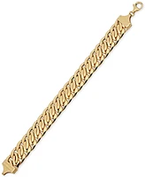 Wide Fancy Link Chain Bracelet in 14k Gold