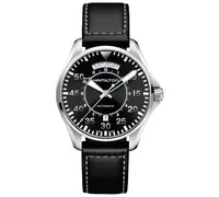 Hamilton Men's Swiss Automatic Khaki Pilot Black Leather Strap Watch 42mm