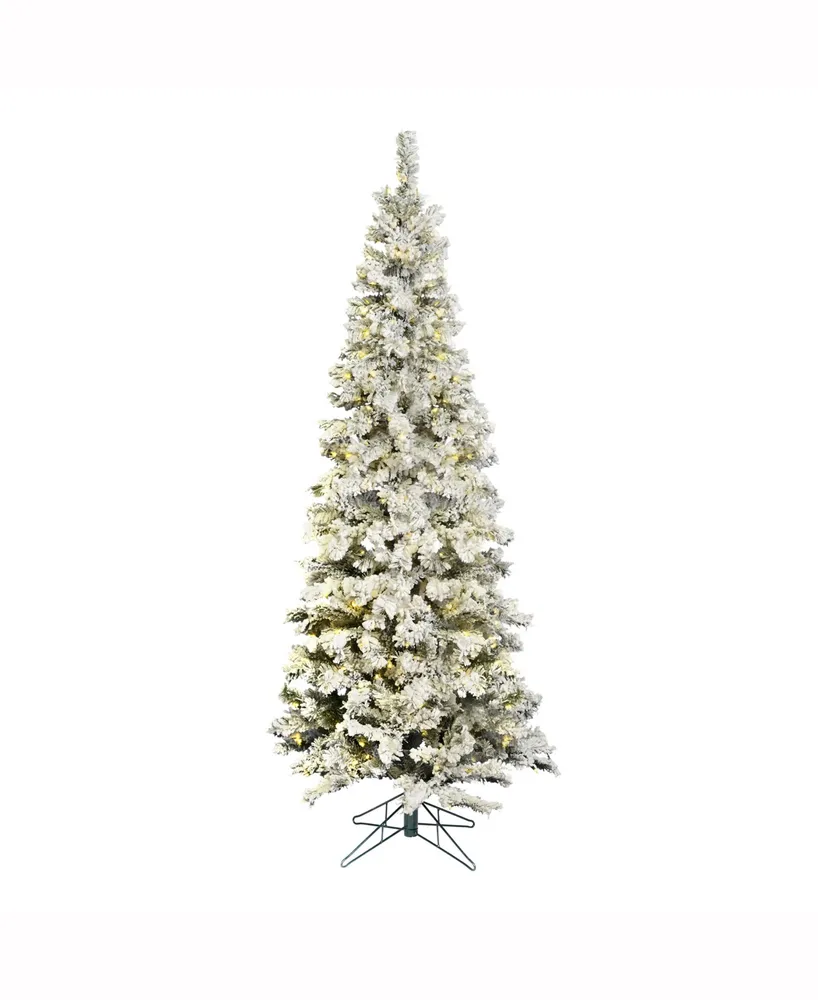 Vickerman 4.5 ft Flocked Pacific Artificial Christmas Tree With 150 Warm White Led Lights