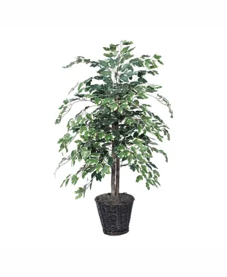 Vickerman 4' Artificial Variegated Ficus Bush, Made With Real Tag Alder Trunks