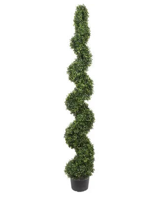 Vickerman 6' Artificial Potted Green Boxwood Spiral Tree