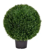 Vickerman 24" Artificial Potted Green Cedar Ball