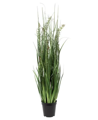 Vickerman 36" Pvc Artificial Potted Green Sheep's Grass and Plastic Grass