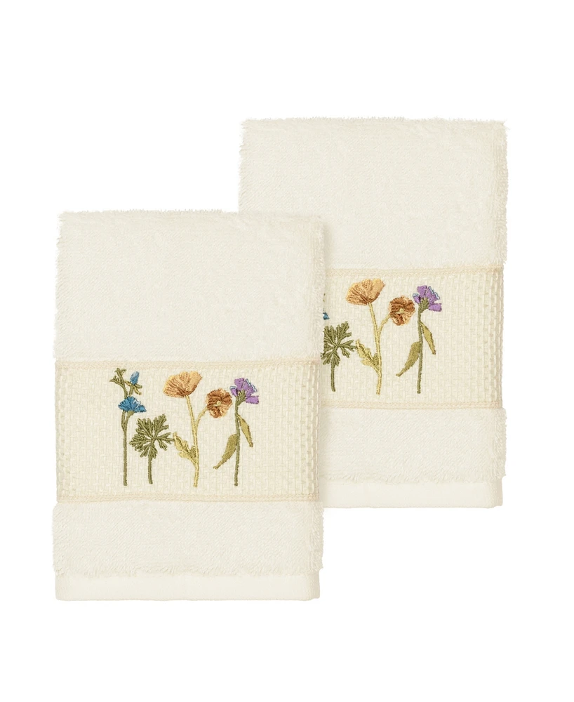 Linum Home Serenity 2-Pc. Embellished Washcloth Set