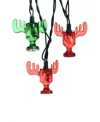 Kurt Adler 10-Light National Lampoon red and Green Wally World Moose Mug Light Set