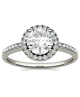 Moissanite Round Halo Ring (1-1/3 ct. t.w. Diamond Equivalent) 14k Gold or White Rose