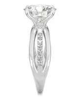 Moissanite Round Solitaire with Sides Ring (2-9/10 ct. tw. Diamond Equivalent) 14k White Gold
