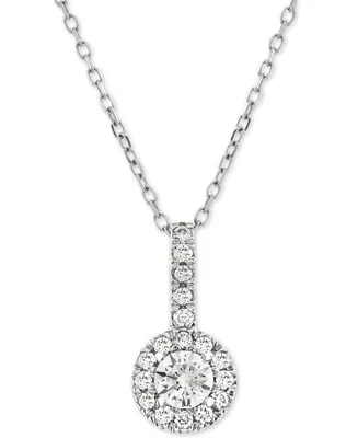 Diamond Halo Adjustable Pendant Necklace (1/3 ct. t.w.) in 14k White Gold