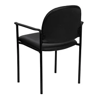 Comfort Black Vinyl Stackable Steel Side Reception Chair With Arms