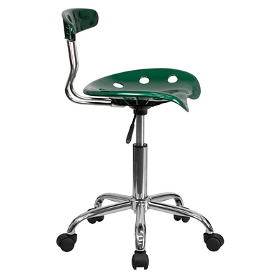 Vibrant And Chrome Swivel Task Chair With Tractor Seat