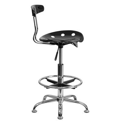 Vibrant And Chrome Drafting Stool With Tractor Seat