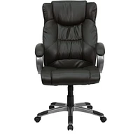 High Back Espresso Brown Leather Executive Swivel Chair With Arms