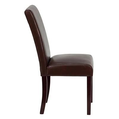 Dark Brown Leather Parsons Chair