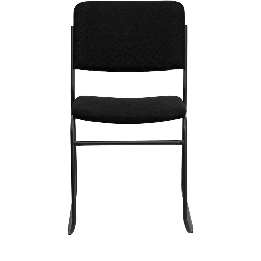 Hercules Series 1000 Lb. Capacity High Density Black Fabric Stacking Chair With Sled Base