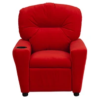 Contemporary Microfiber Kids Recliner With Cup Holder