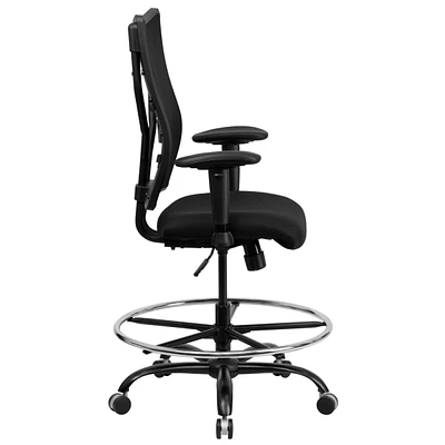 Hercules Series Big & Tall 400 Lb. Rated Black Mesh Drafting Chair With Adjustable Arms