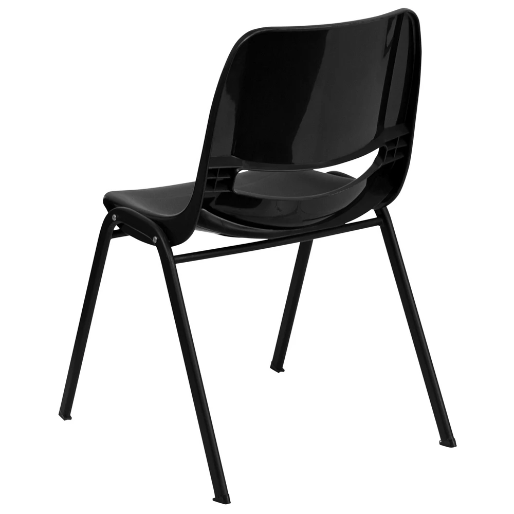 Hercules Series 661 Lb. Capacity Black Ergonomic Shell Stack Chair With Black Frame And 16'' Seat Height