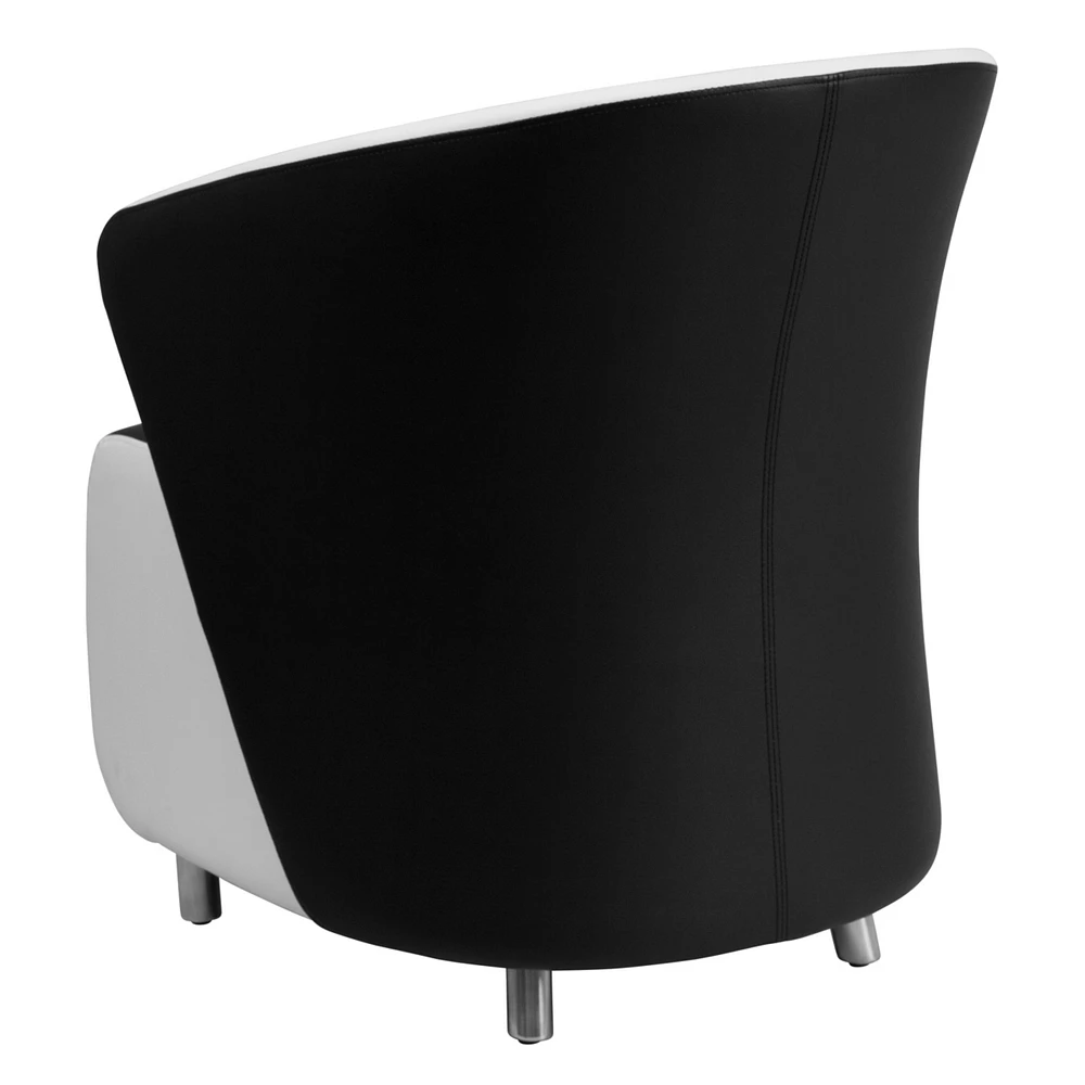 Black Leather Lounge Chair With Melrose White Detailing