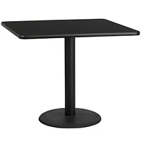 42'' Square Black Laminate Table Top With 24'' Round Table Height Base