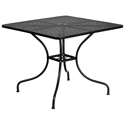 35.5'' Square Black Indoor-Outdoor Steel Patio Table