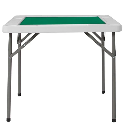 34.5'' Square Granite White Folding Game Table With Green Playing Surface