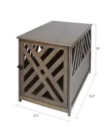 Modern Lattice Wooden Pet Crate End Table