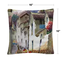 Masters Fine Art Cuzco I Tuscan Architectural Village Decorative Pillow, 16" x 16"