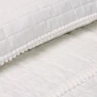 Pom Pom Stripe 3-Piece King White Quilt Set