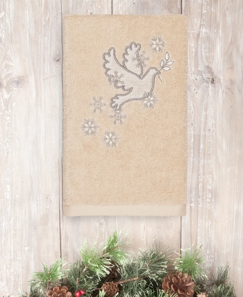 Linum Home Christmas Dove 100% Turkish Cotton Hand Towel