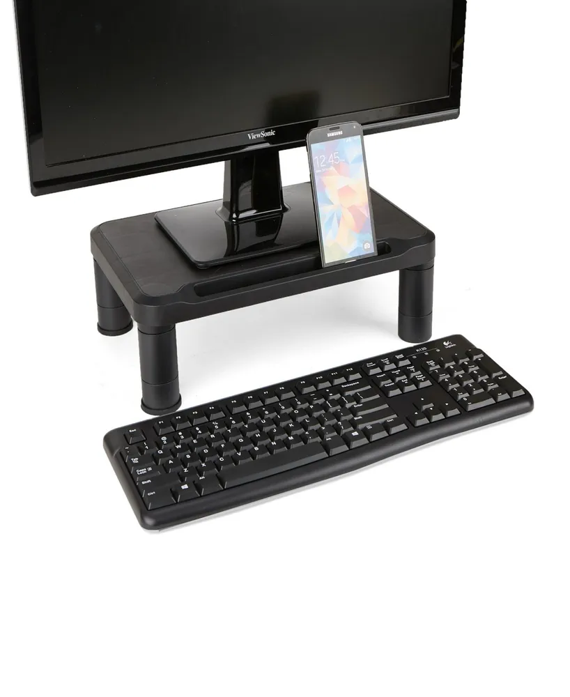 Mind Reader Small Monitor Stand, 2 Pack, Black